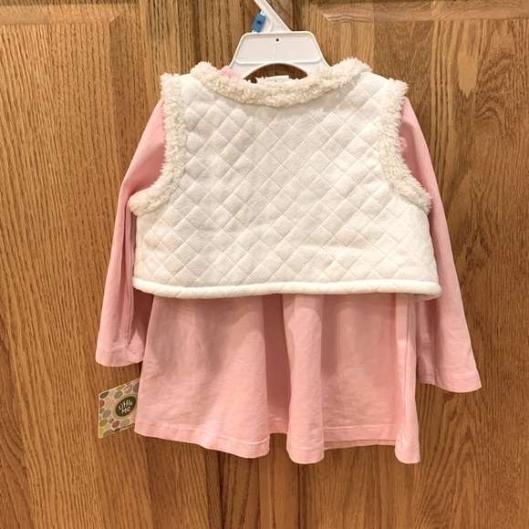 NWT Little Me 2 Pc Dress / Fleece and faux Suede embroidered Vest, Size 24 Mos - Picture 4 of 7